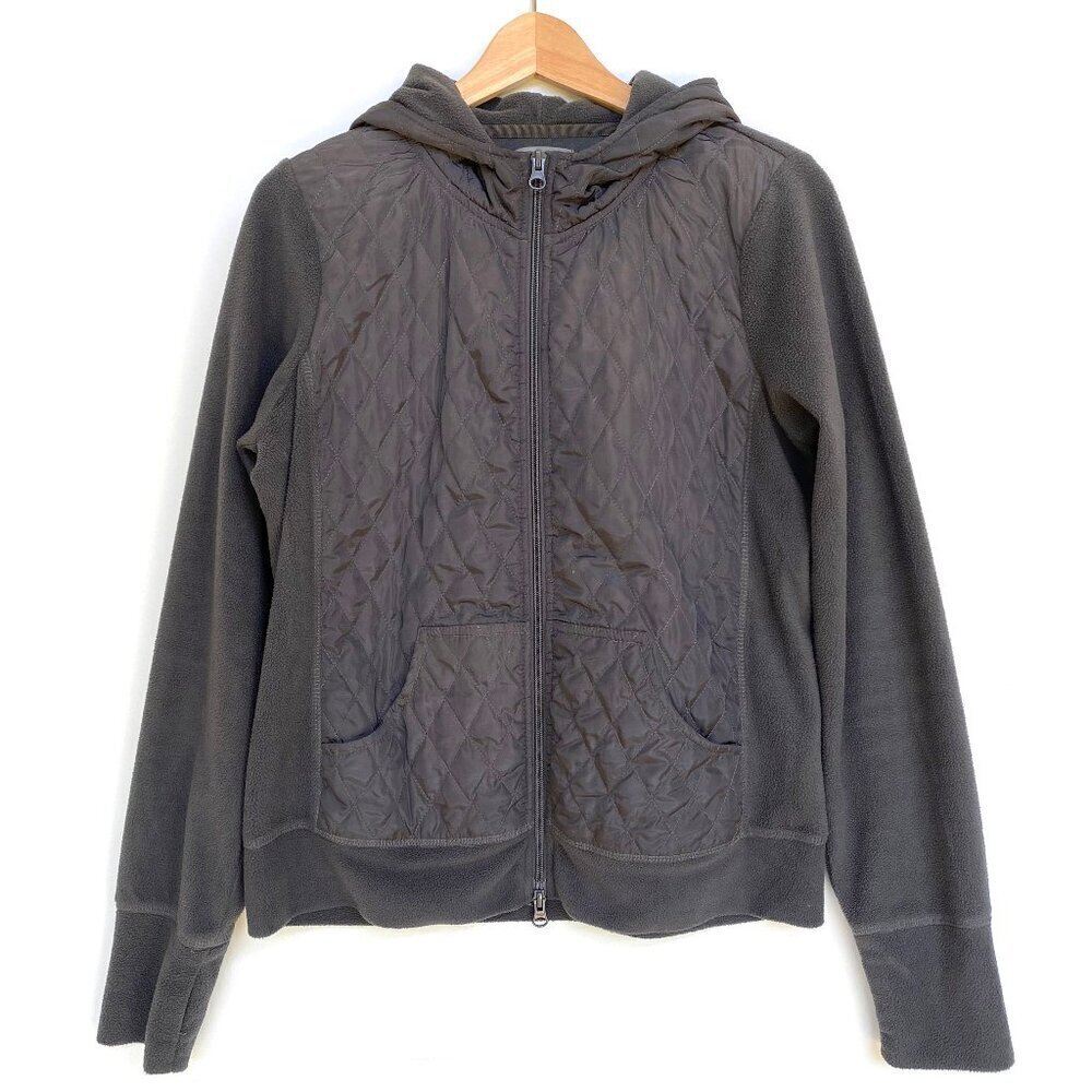 Neiman Marcus Quilted Hybrid Fleece Hooded Jacket M